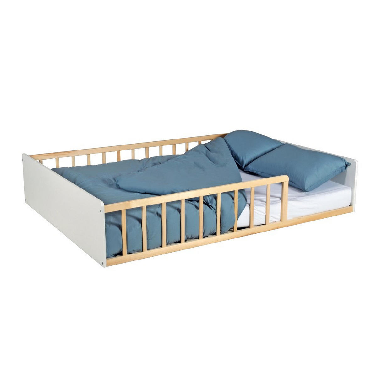 KINDERBETT PILOU mit Lattenrost/ Kinderbett 140x190 - Weiß und helles Holz - Weiß, Holzwerkstoff (140/190cm) - Weber Industries