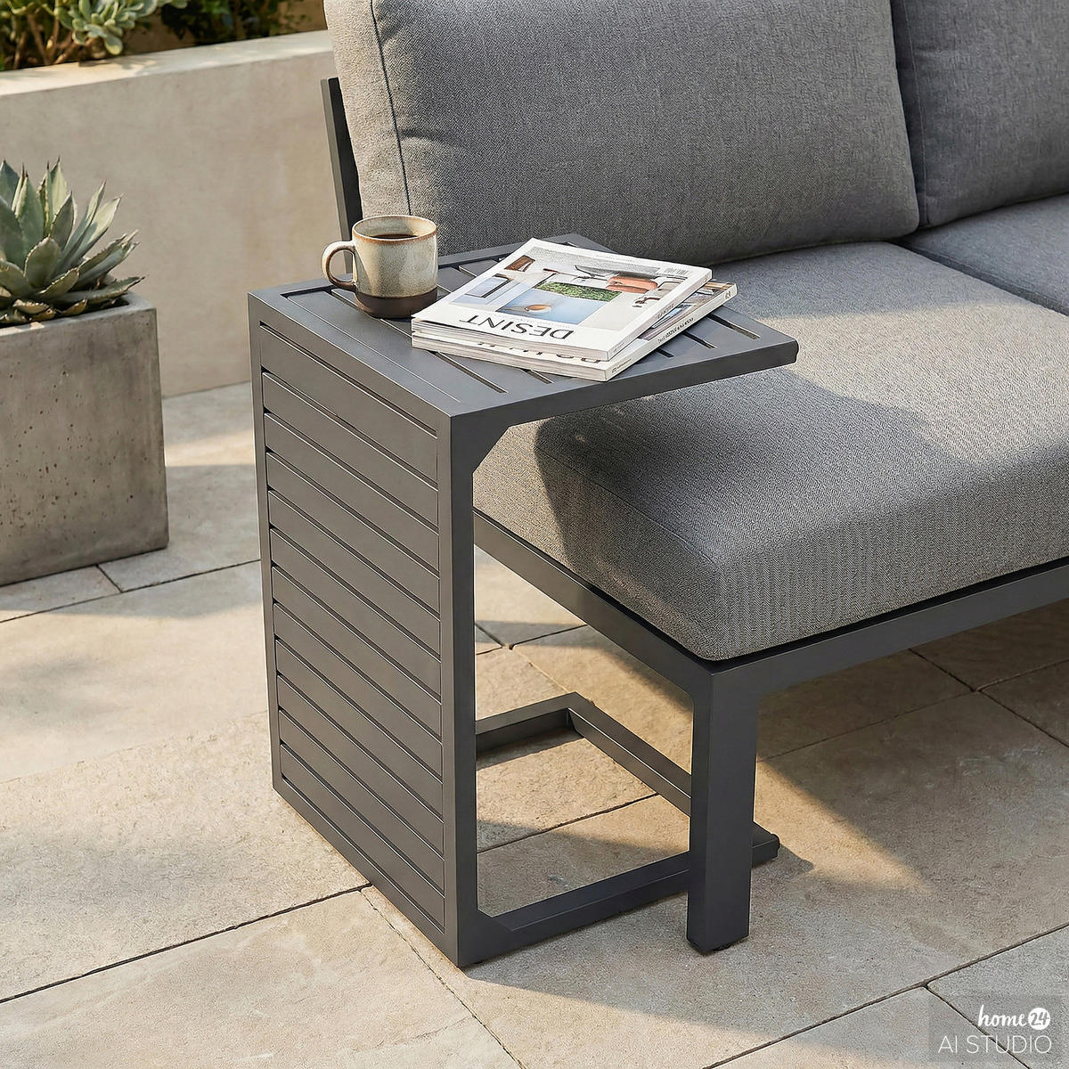 GARTENTISCH - Stahl - Anthrazit - Anthrazit, Metall (34/60/38cm) - home24