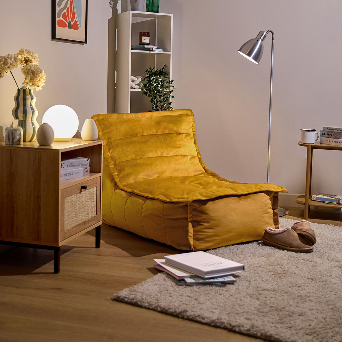 SITZSACK Lounger Skandi, Samt - Gelb, Kunststoff (79/68/90cm) - icon
