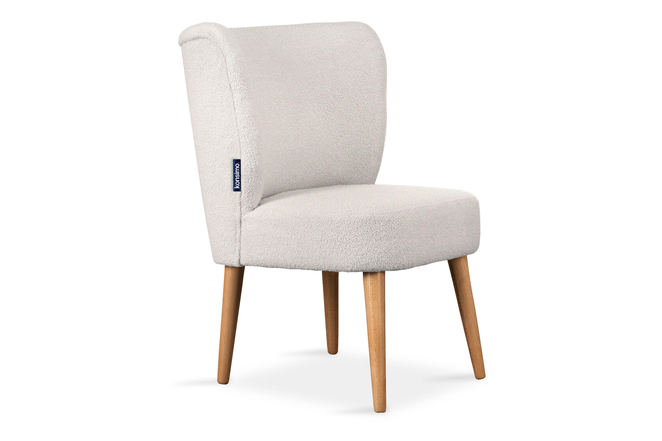 COCKTAILSESSEL APPA auf hohen Beinen aus Buchenholz gebeizter Eiche, Creme/Eiche Dekor - Eichefarben/Creme, Holz/Textil (63/89/65cm) - KONSIMO®