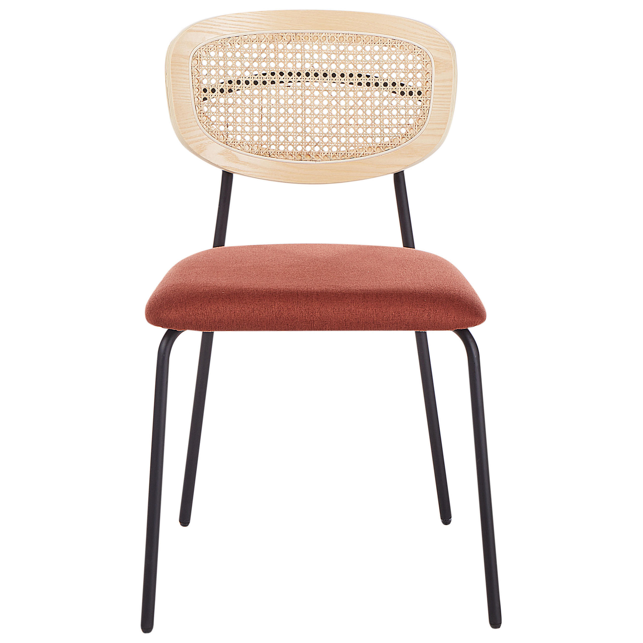 ESSZIMMERSTUHL 2er-Set Orange Mayetta - Schwarz/Naturfarben, Textil (50/81/51cm) - Beliani