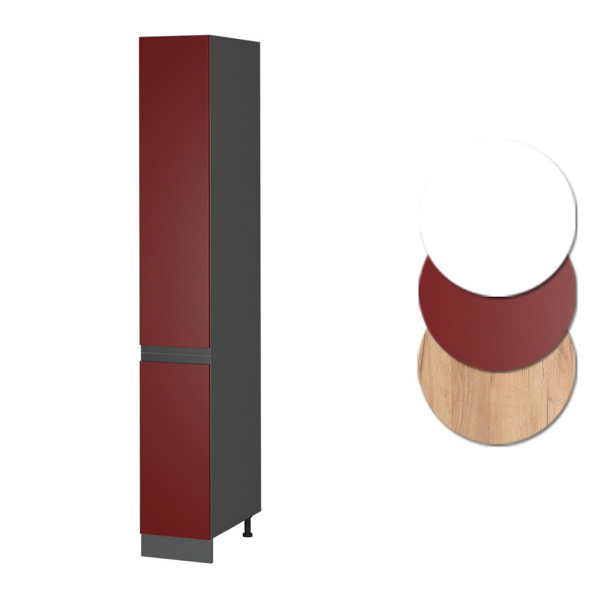 APOTHEKERSCHRANK R-Line Rot 30 cm J-Shape - Anthrazit/Rot, Holzwerkstoff (30/206.8/57.2cm) - Vicco