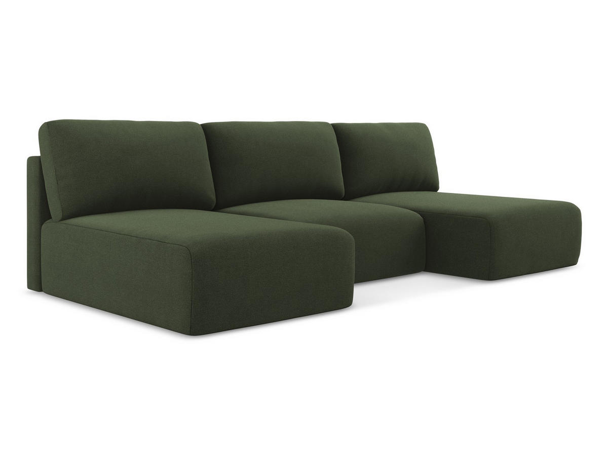 WOHNLANDSCHAFT Strukturstoff Stoff Grün - Blau/Schwarz, Kunststoff/Textil (304/79/149cm) - Makamii