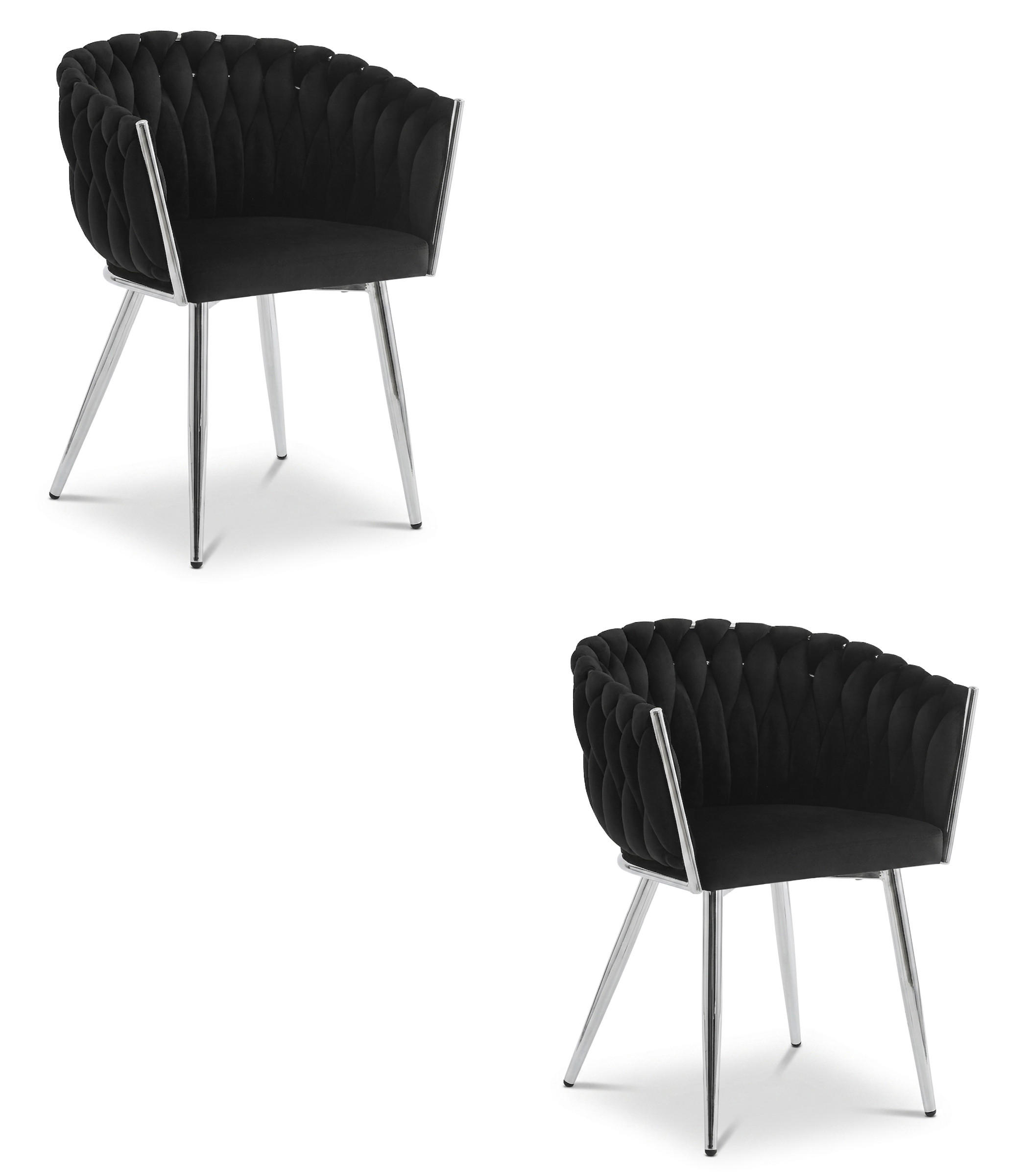 STUHL Schwarz 61x55 cm ORION Samt 2 Stück - Schwarz, Metall (61/44/55cm)