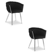 STUHL Schwarz 61x55 cm ORION Samt 2 Stück - Schwarz, Metall (61/44/55cm)