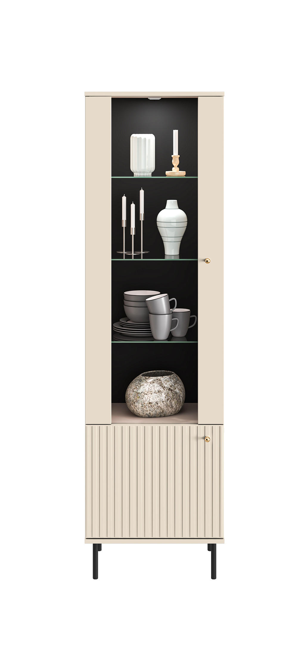 STANDVITRINE Sophie kaschmir matt 55 / 40 / 190cm - Kaschmir/Beige, Holz/Holzwerkstoff (55/190/40cm) - Feldmann-Wohnen