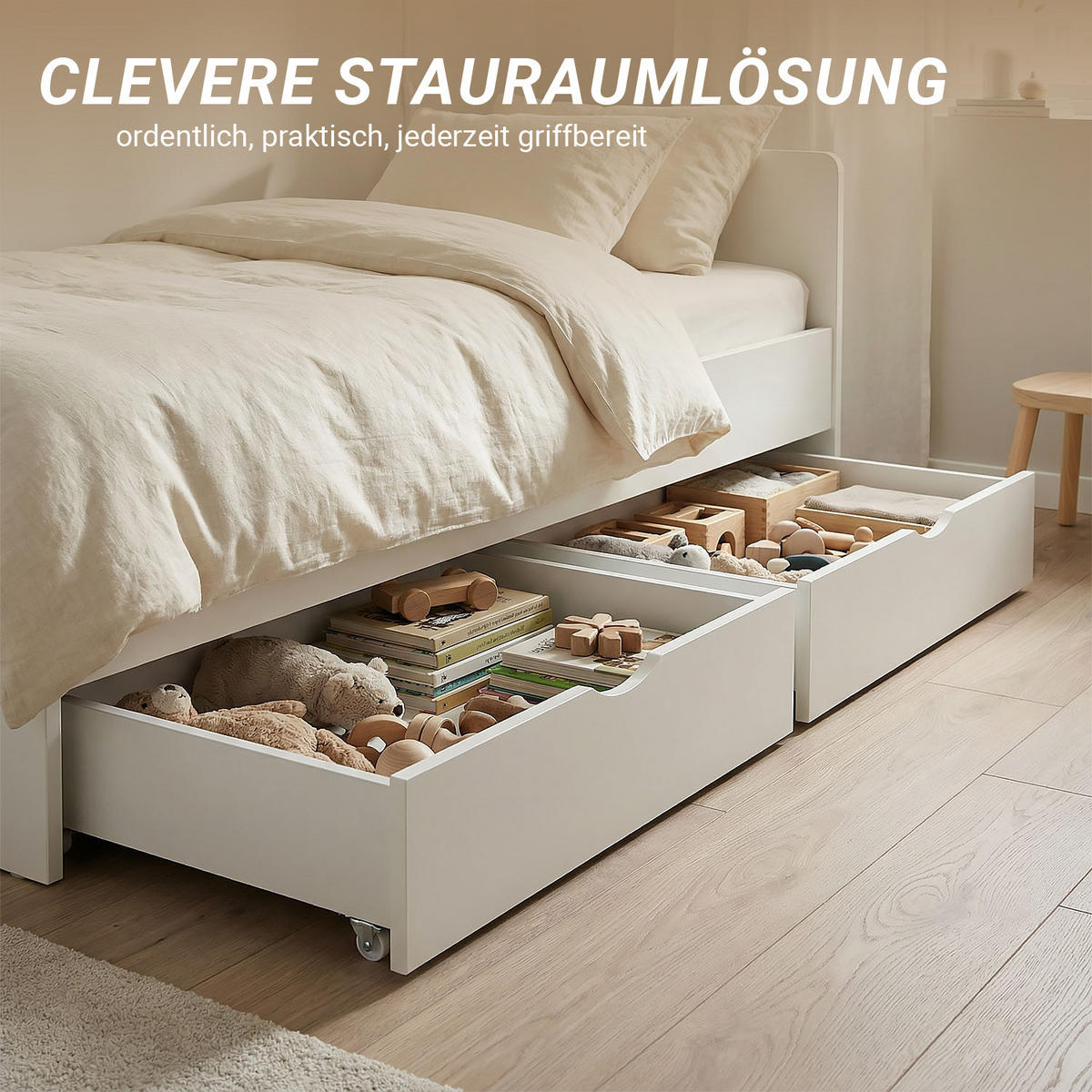 BETTSCHUBKASTEN Weiß 196/17,5/63 cm - Weiß, Holz - Homestyle4u