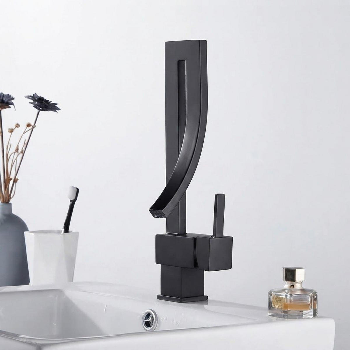BADEZIMMERARMATUR, 35 x 10 cm, schwarz - Schwarz, Metall (40/10/15cm) - Vallsero