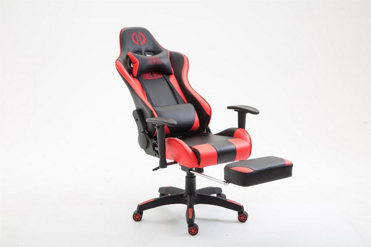 BÜROSTUHL Boack, Kunstleder mit Fußablage Schwarz/Rot - Rot, Kunststoff/Textil (67/142/58cm) - TPFLiving