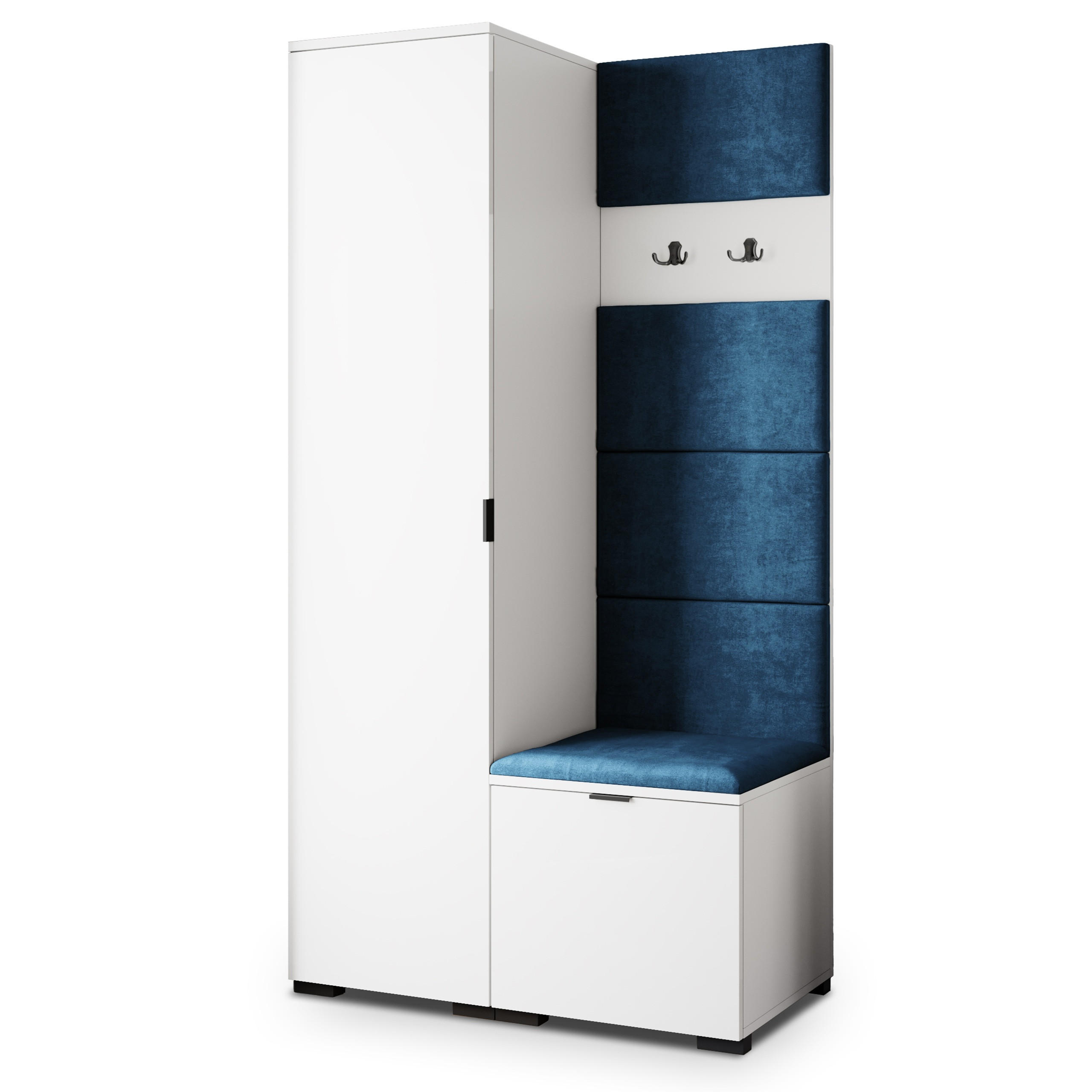 GARDEROBENSCHRANK LORI 95/181/51 cm Modern Garderobe-Set Weiß - Blau/Weiß, Holzwerkstoff (95/181/51cm) - MASSENO