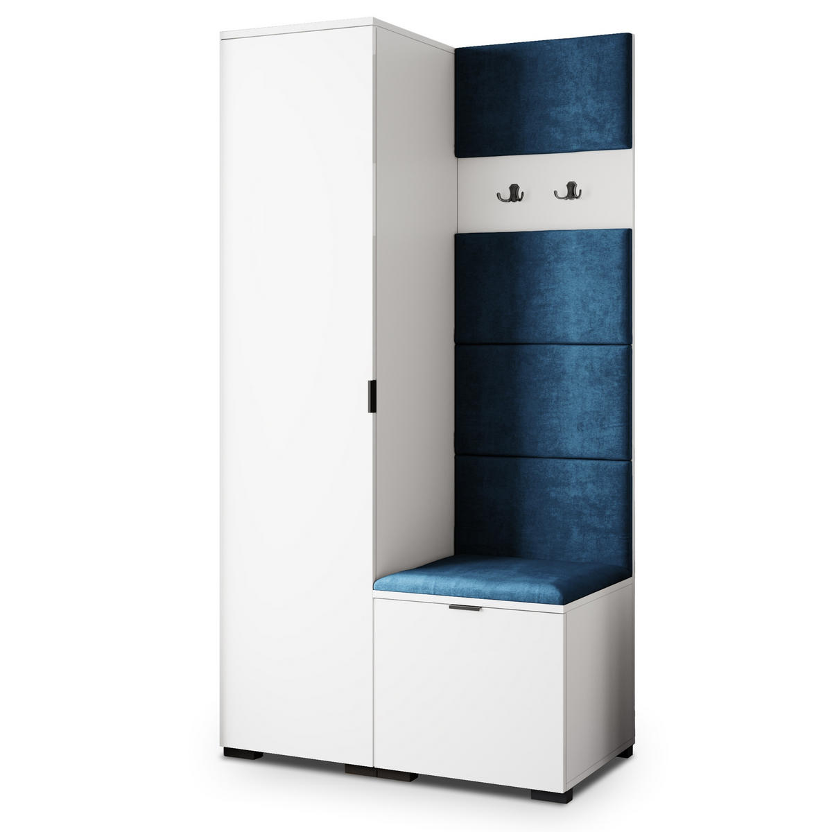 GARDEROBENSCHRANK LORI 95/181/51 cm Modern Garderobe-Set Weiß - Blau/Weiß, Holzwerkstoff (95/181/51cm) - MASSENO