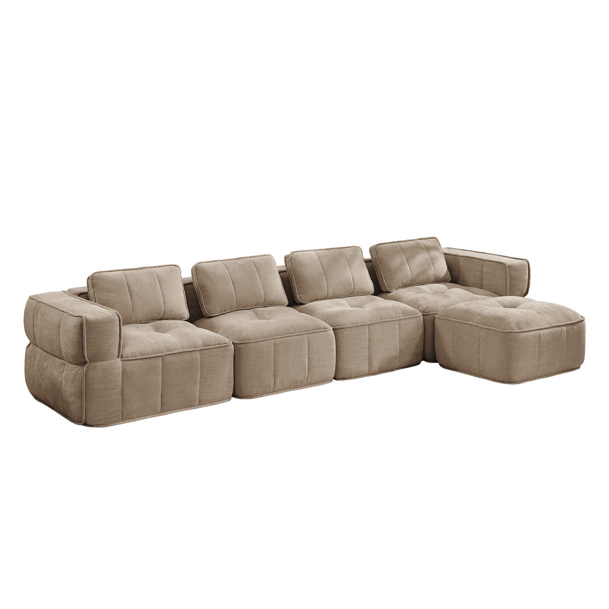 ECKSOFA 344/162/67 cm Sand mit 1 Fußhocker - Sandfarben, Textil (344/162cm) - Oxeza