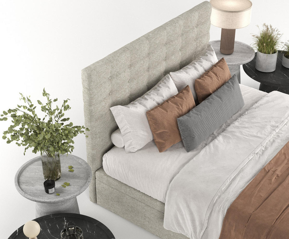 POLSTERBETT Callo mit Stauraum 120/200 cm Beige im Alta Stoff - Beige/Schwarz, Holz/Holzwerkstoff (120/200cm) - AltaBeds
