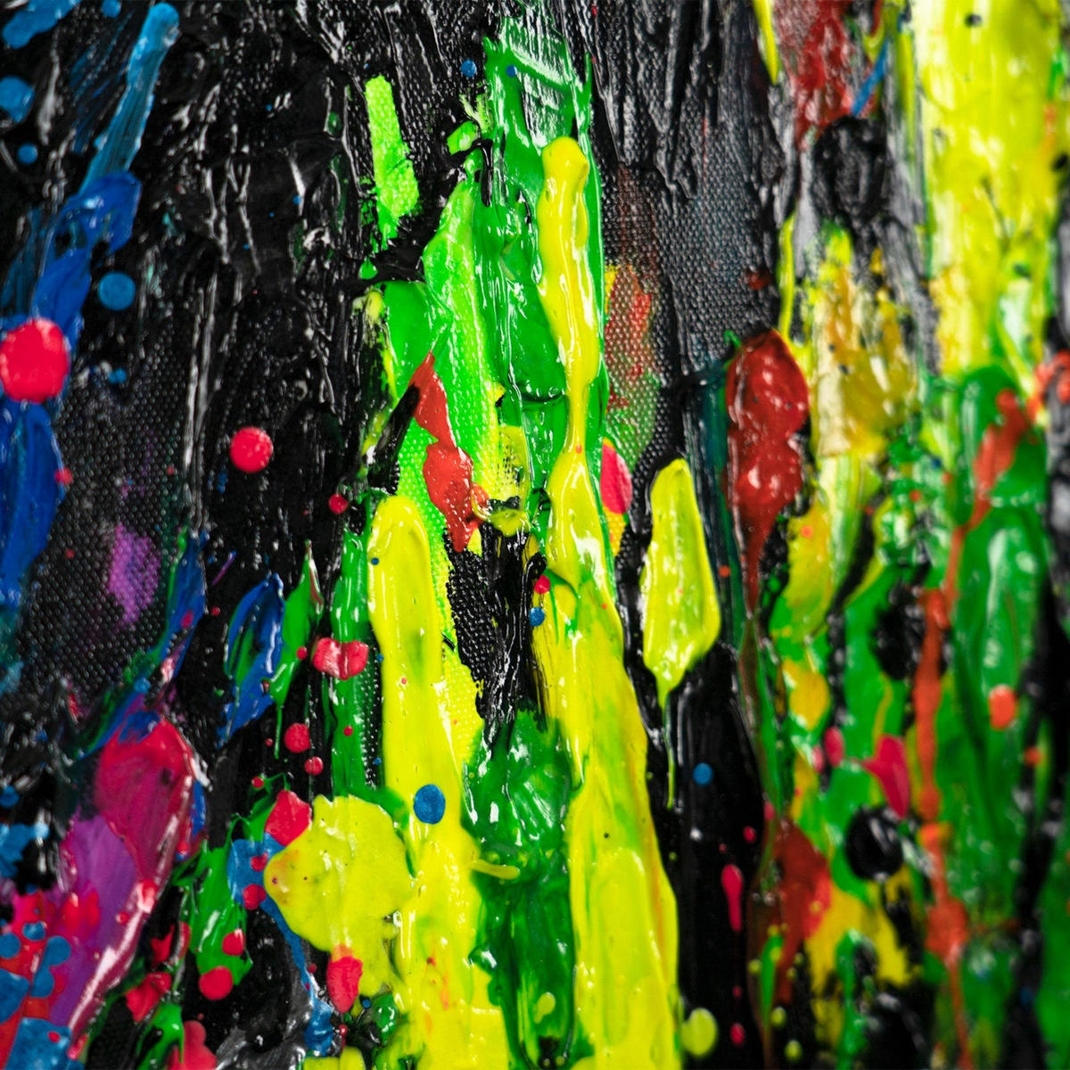 GEMÄLDE Neon-Spritzer Schattenfugenrahmen Gold 140x100 cm - Goldfarben, Holz (140/100cm) - YS-art gallery