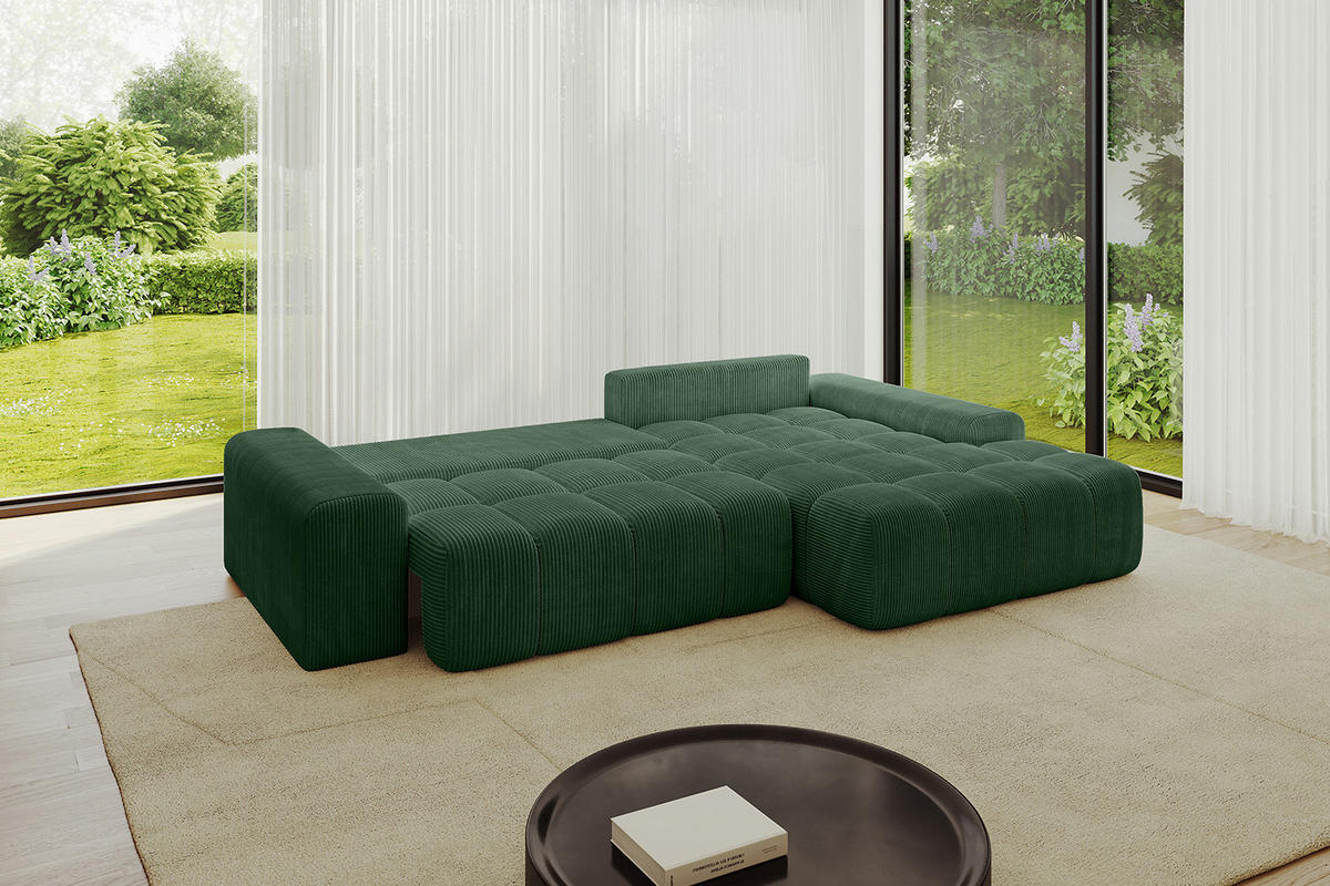 ECKSOFA Ottomane Rechts ENSI-L - 267x164x88 cm Grün - Grün, Holzwerkstoff/Kunststoff (164/267cm) - ALTDECOR