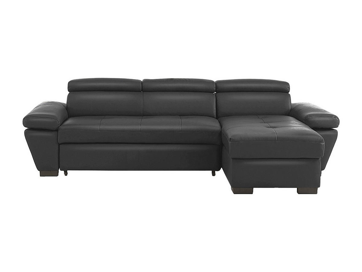 ECKSOFA Leder mit Schlaffunktion - Ecke Rechts - Anthrazit - JONOVA - Anthrazit, Leder (256/154cm) - Vente-Unique