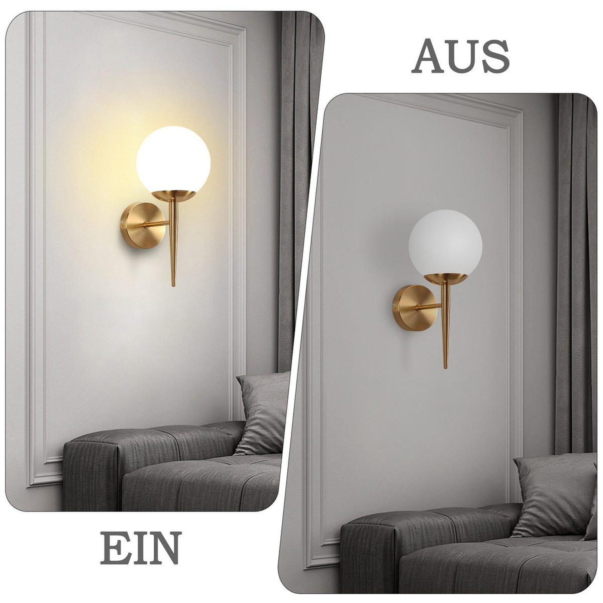 WANDLEUCHTE Maser - Goldfarben, Metall (32/15/20cm) - Nettlife