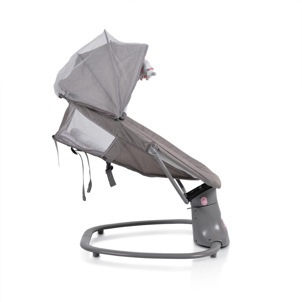 BABYWIPPE Axel 3 in1 pink Bluetooth, 5 Schaukelgeschwindigkeiten, Moskitonetz, 5-Punkt-Gurt - Rosa, Metall - Moni