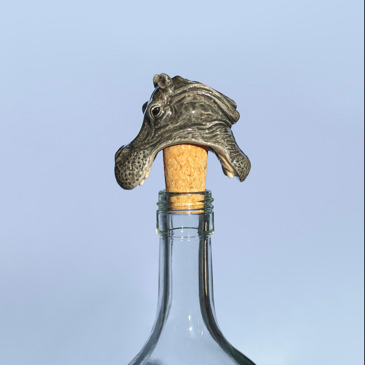 WEINSTOPPER Hungry Hippo, Dolomit, Grau, 5.5 cm - Weiß, Keramik (5/5.5/5cm) - Donkey Products