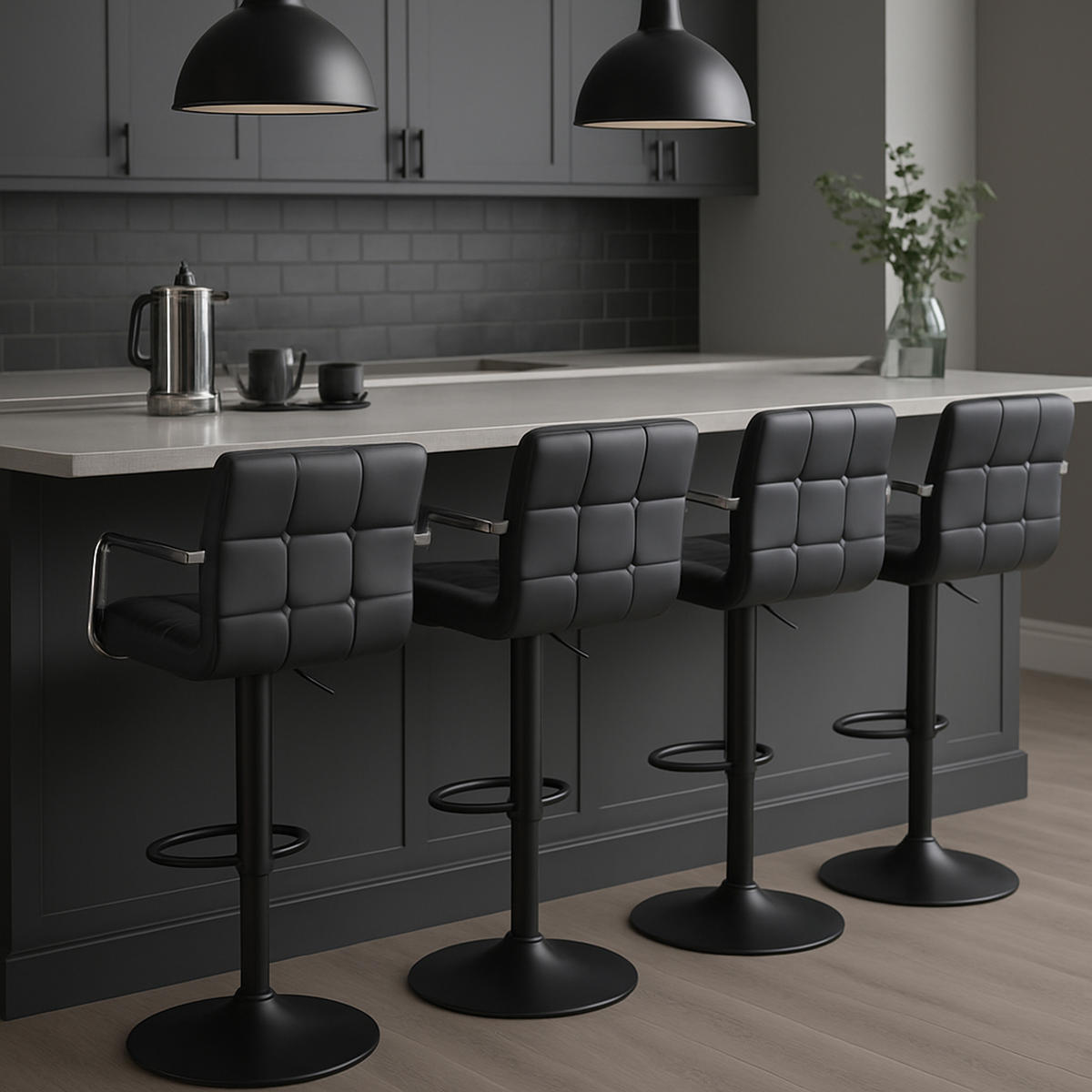 BARHOCKER 2er Set Luca schwarz schwarz - Schwarz, Kunststoff/Metall (54/112/46cm) - TPFLiving