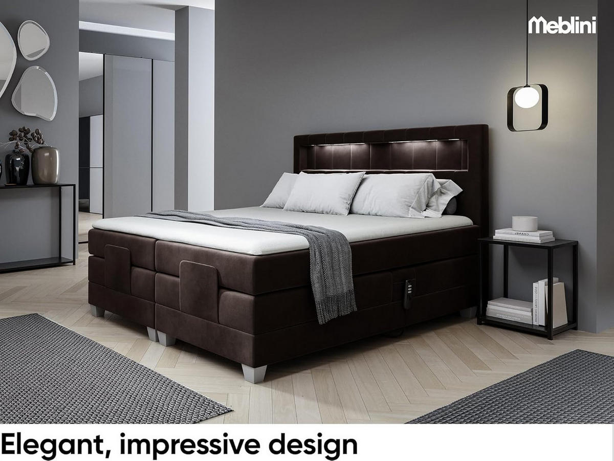 BOXSPRINGBETT ASPERO - Dunkelbraun, Holzwerkstoff (200/200cm) - Meblini