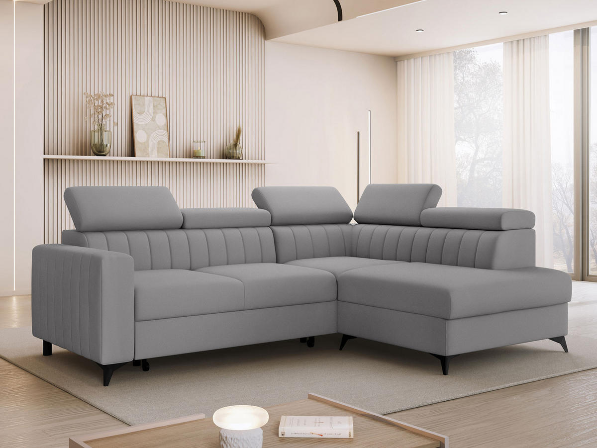 COLTAR Milano 2RRLXP, Dreapta 2R+R+LXP - gri deschis, material textil/lemn (195/249cm) - MIRJAN24