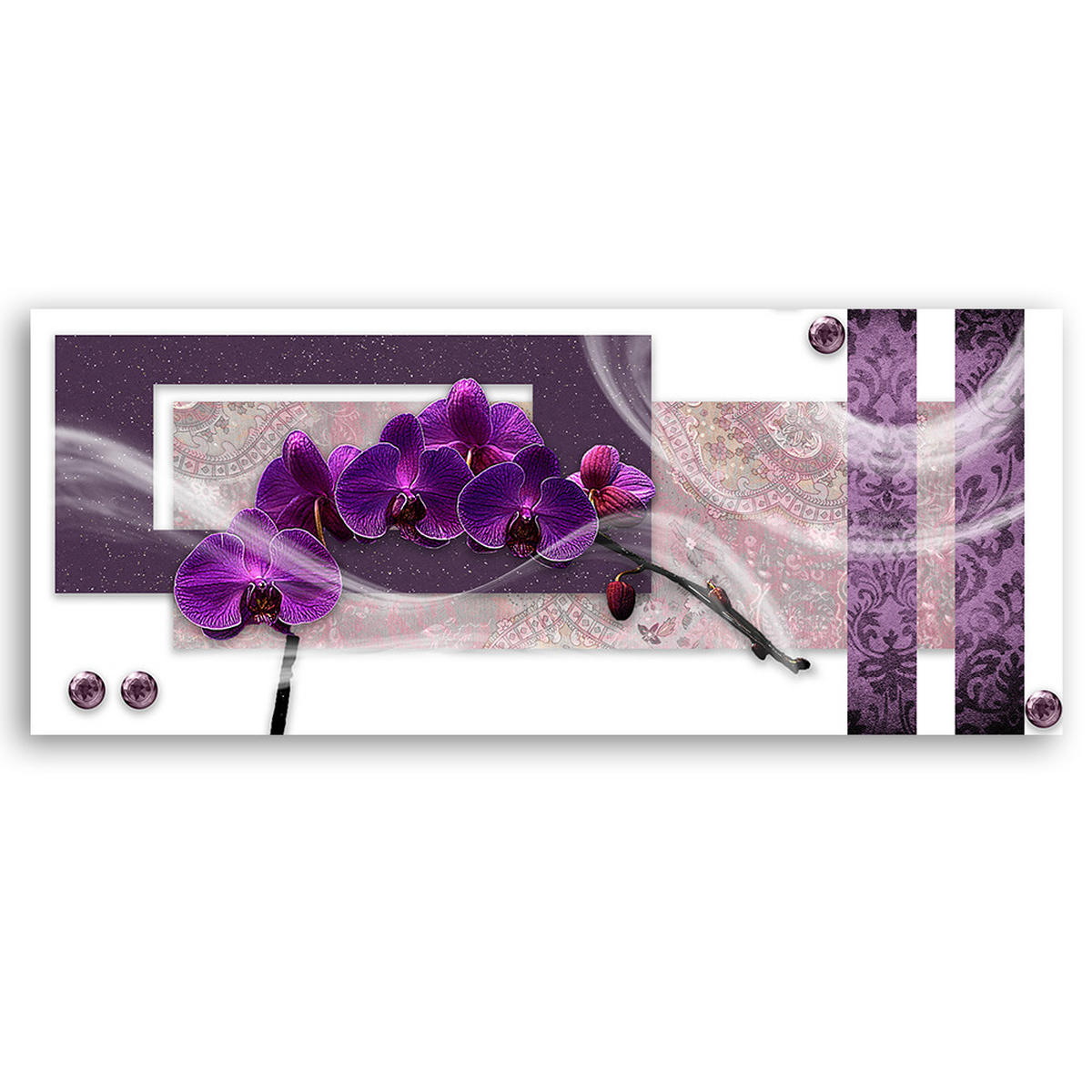 WANDBILD lila orchidee - Lila, Textil (90/30cm) - Feeby