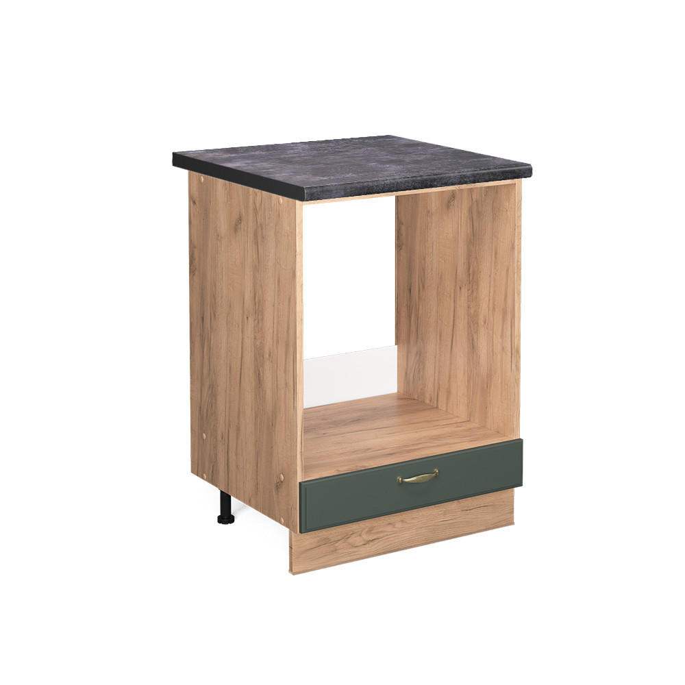 HERDUMBAUSCHRANK Fame-Line Grün-Gold Landhaus 60 cm, AP Anthrazit - Eiche Wotan/Grün, Holzwerkstoff (60/82/60cm) - Vicco