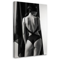 WANDBILD, Nackte Frau schwarz weiß - Schwarz, Textil (70/100cm) - Feeby
