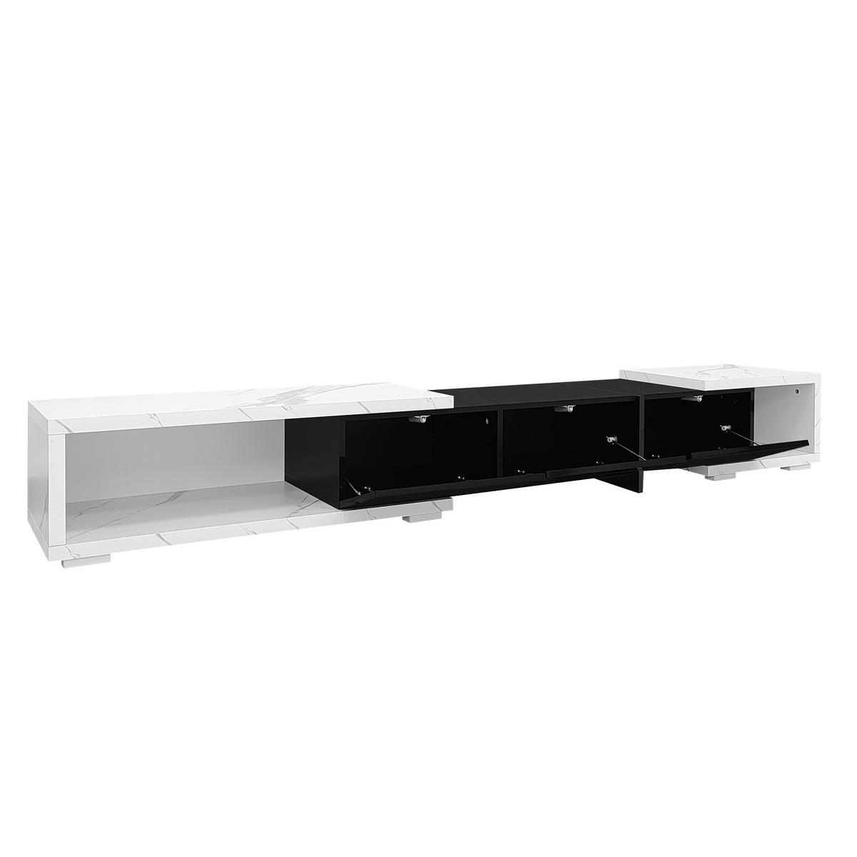 LOWBOARD DE-40554 Längenverstellbar mit Marmoroptik Schwarz - Schwarz, Holzwerkstoff (140/30/40cm) - ComfortXL