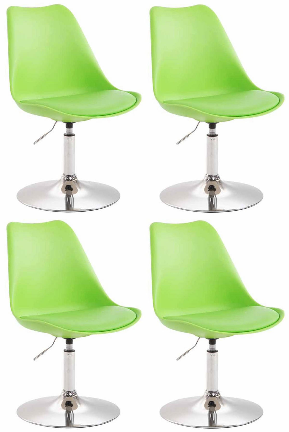 DREHSTUHL 4er Set Kunststoff grün - Chromfarben/Grün, Kunststoff/Metall (48/76/57cm) - CLP