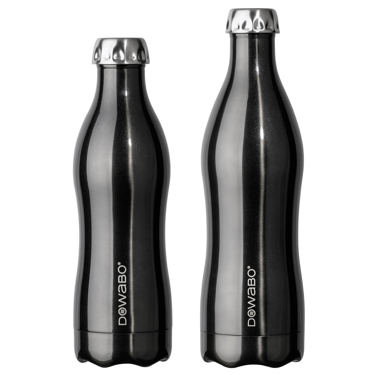 ISOLIERFLASCHE Dowabo - Schwarz Hochglanz, Metall (0.75L) - Dowabo
