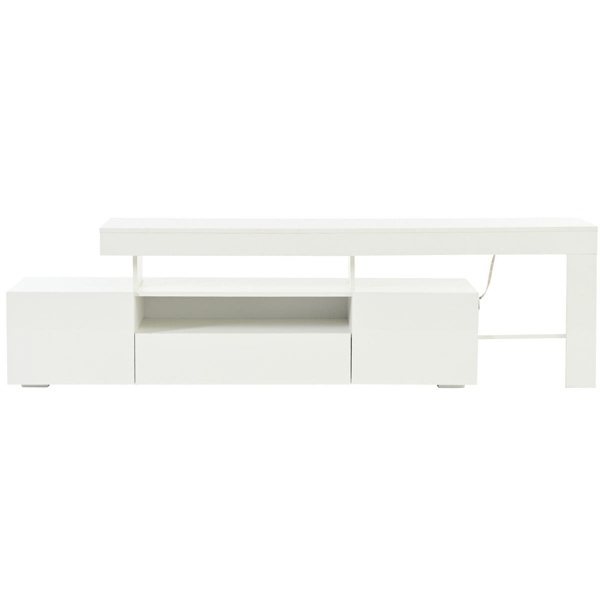 LOWBOARD 192/37/53 cm aus Spanplatte mit LED-Beleuchtung und Hochglanzfront Weiß - Weiß, Holzwerkstoff (192/53/37cm) - Modenvie