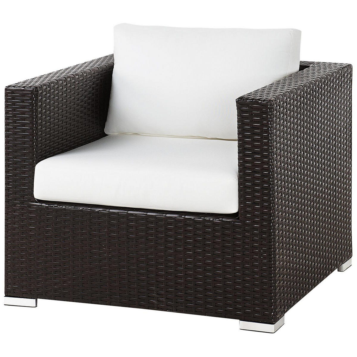 LOUNGE-SET 8-Sitzer braun linksseitig modular Auflagen beige XXL - Dunkelbraun/Beige, Kunststoff - Beliani