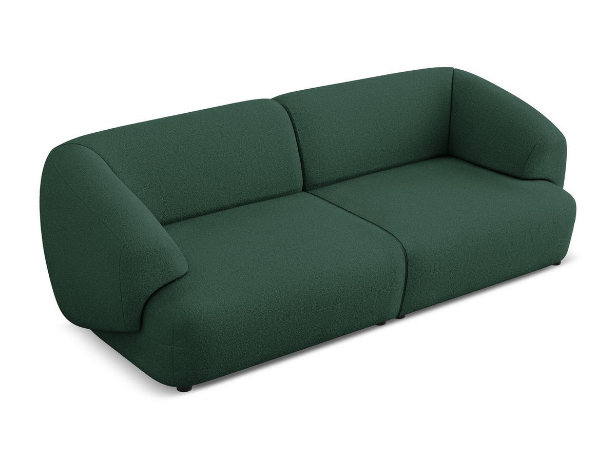 4-SITZER-SOFA Bouclé Stoff Grün - Dunkelgrün/Schwarz, Kunststoff/Textil (232/81/98cm) - Makamii