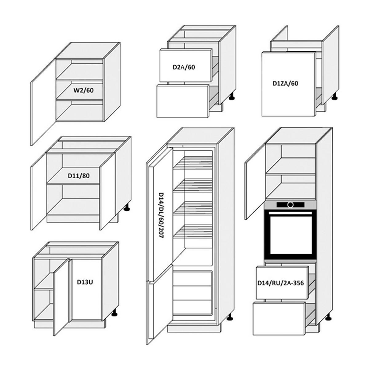 WINKELKÜCHE Silver eiche artisan / eiche artisan & kieferngrün 300 / 185 / 207cm 8-teilig - Braun/Grün, Holzwerkstoff/Metall (300/207/185cm) - Feldmann-Wohnen