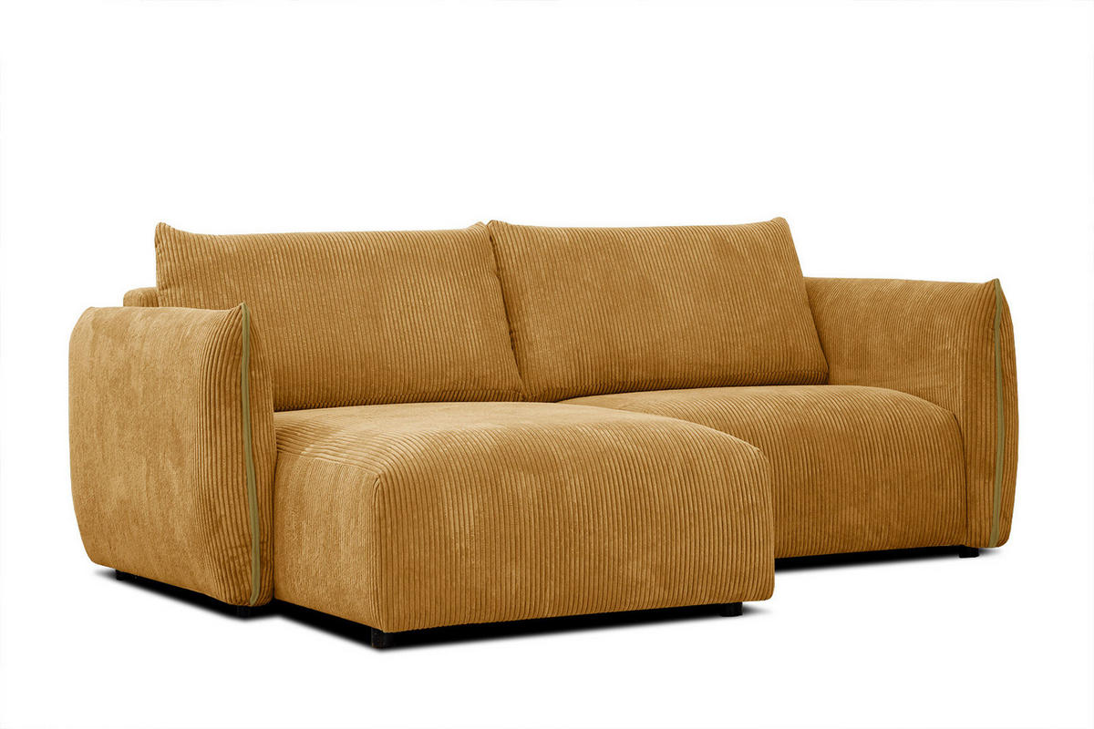ECKSOFA TAUER 3-Sitzer, honig - Schwarz/Honig, Holzwerkstoff/Kunststoff (173/206cm) - Courtois Laville