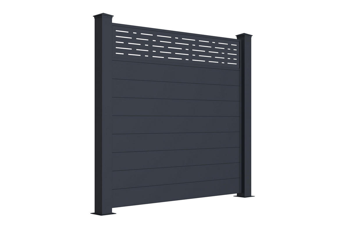 SICHTSCHUTZZAUN Arlberg grau 1,9m H.170cm aluminium - Grau, Metall (189/166cm) - Casanoov