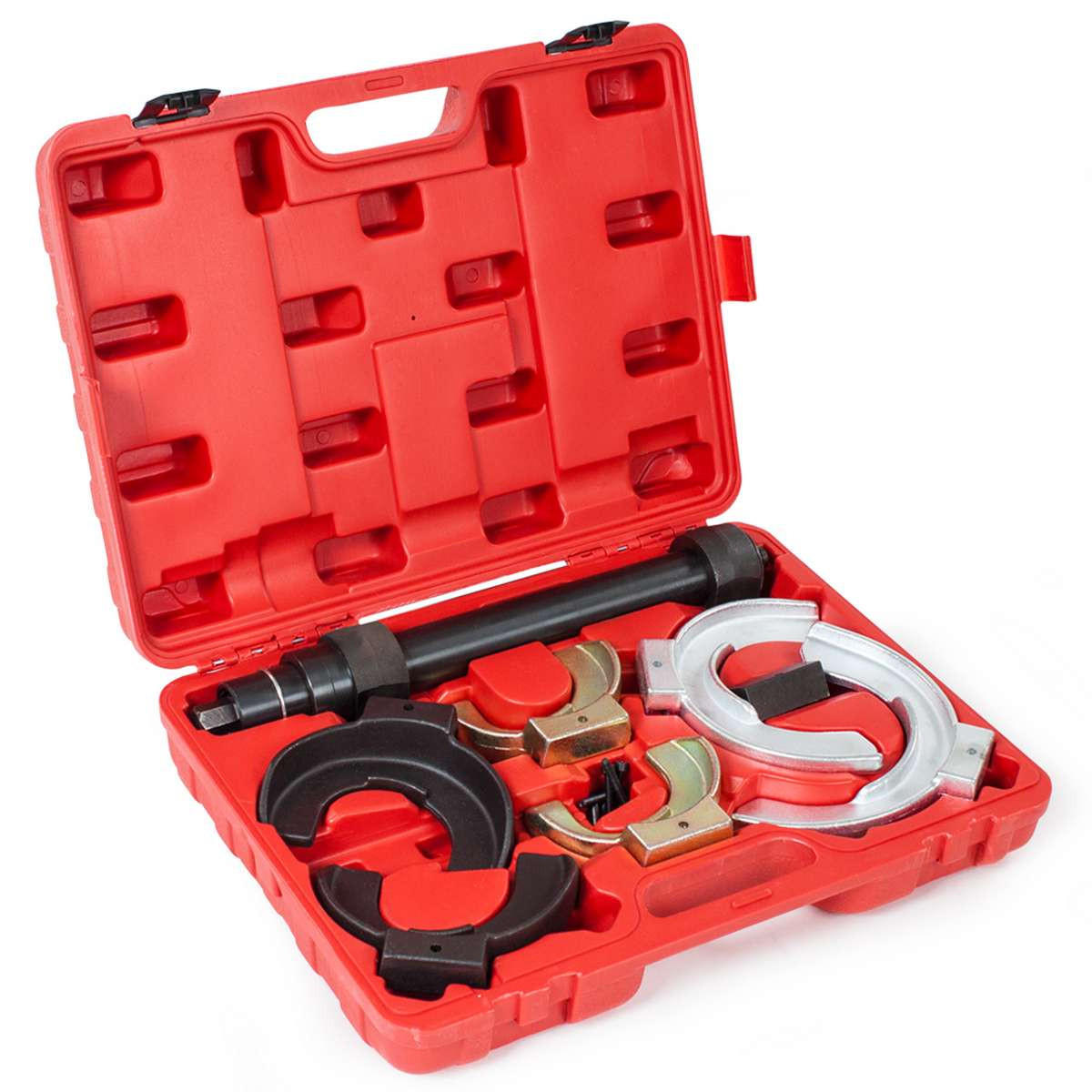 FEDERSPANNER Universal ,übersichtliche Anordnung im Kunststoffkoffer,rot - Rot, Metall (4.9/3.85/1.25cm) - tectake