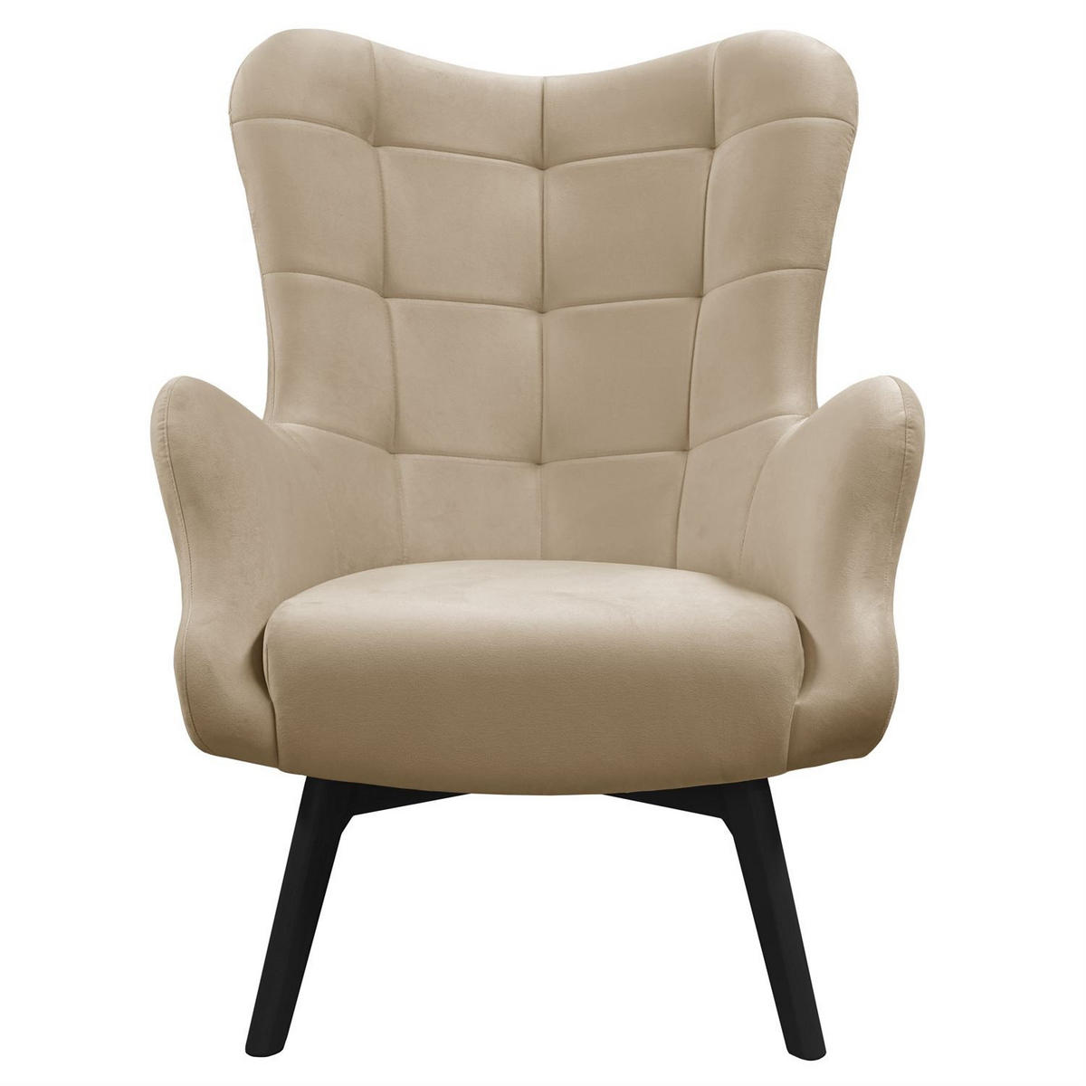 SESSEL SAND mit schwarzen Beinen - Beige/Schwarz, Textil (80/105/86cm) - Lookway