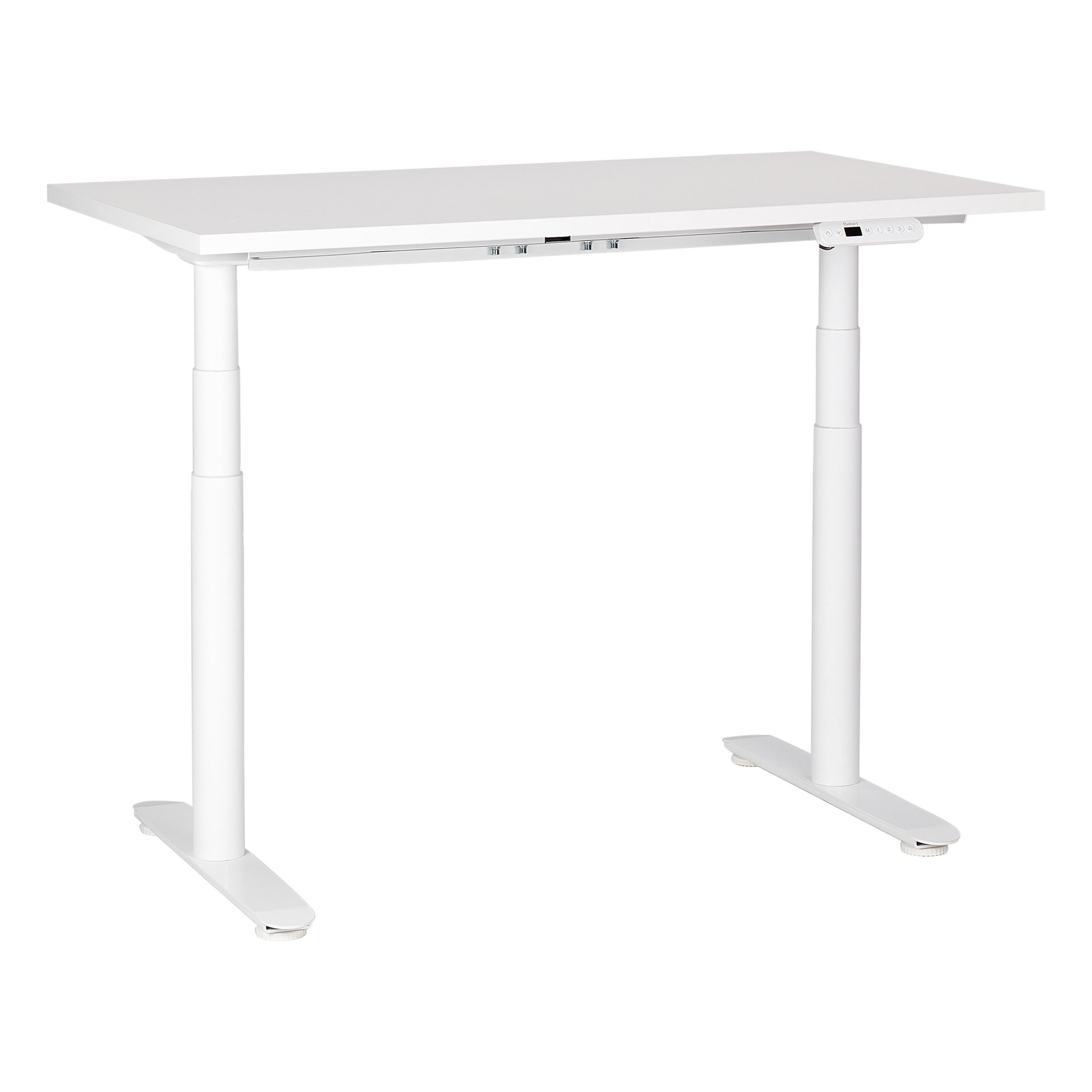 SCHREIBTISCH weiß 120/72 cm elektrisch höhenverstellbar Destin IV - Weiß, Holz (72/120/67cm) - Beliani