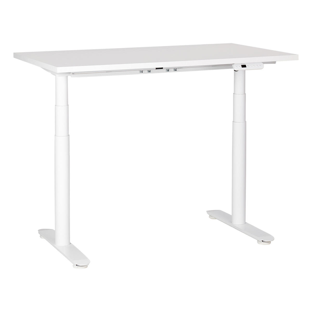 SCHREIBTISCH weiß 120/72 cm elektrisch höhenverstellbar Destin IV - Weiß, Holz (72/120/67cm) - Beliani