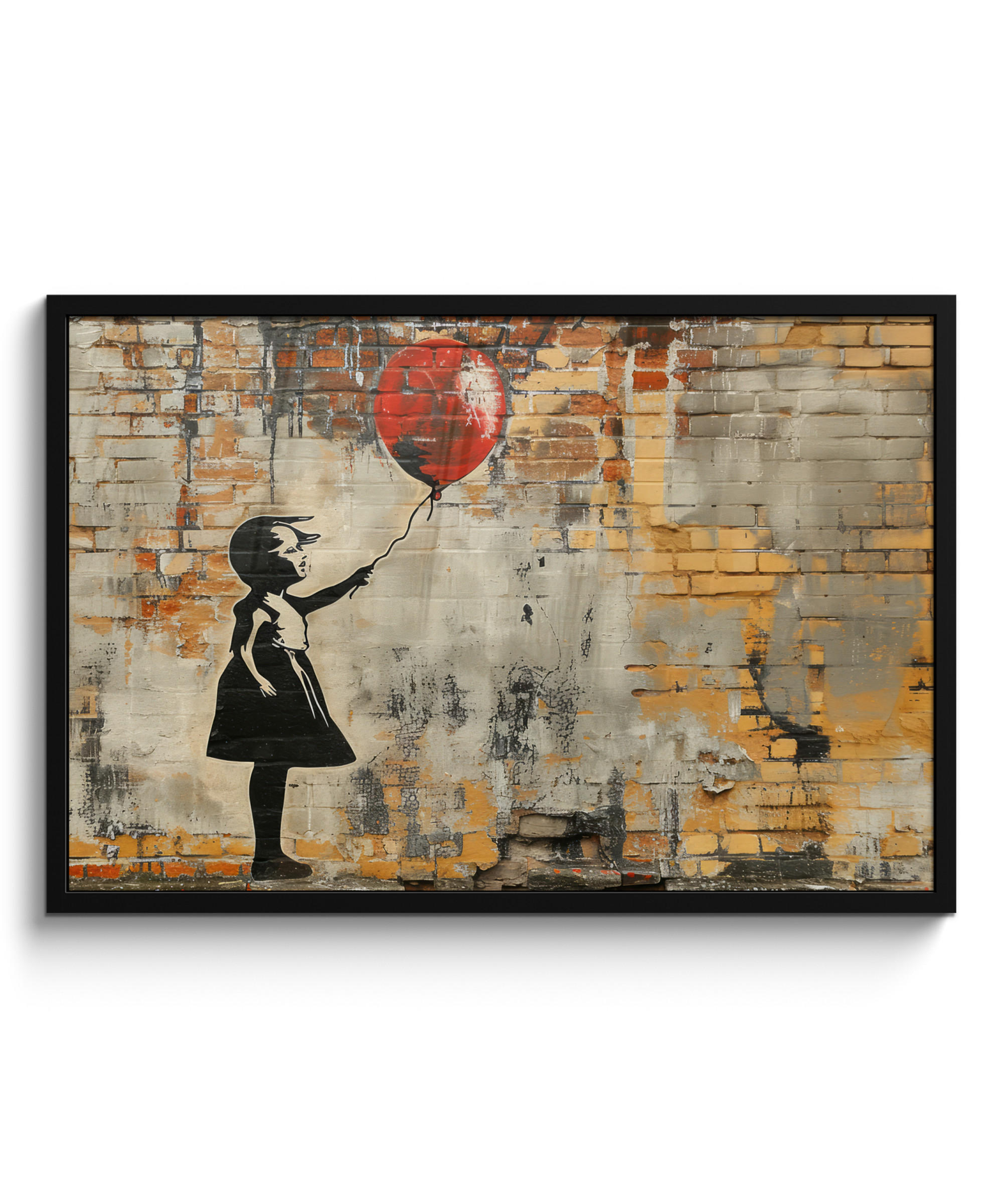 ZARÁMOVANÝ PLAGÁT Graffiti - Banksy - Dievča - Street art 90x60 cm - piesková, papier (90/60cm) - MuchoWow