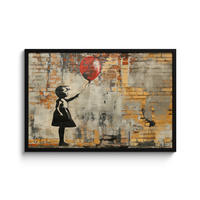 ZARÁMOVANÝ PLAGÁT Graffiti - Banksy - Dievča - Street art 90x60 cm - piesková, papier (90/60cm) - MuchoWow