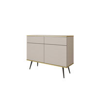 SIDEBOARD: beige mit schwarzen Beinen, 107 x 85 x 39 - Beige, Holzwerkstoff (107/85/39cm) - 3XE LIVING