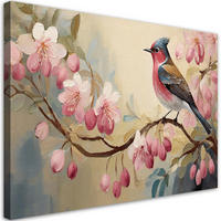 WANDBILD vögel tiere shabby chic - Pink, Textil (60/40cm) - Feeby