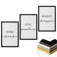 WANDBILDER 3er-Set - 40x60 cm Schwarzer Rahmen - Minimalistische Motivationsinschriften - Schwarz, Kunststoff (40/60cm) - ArtPrintCave