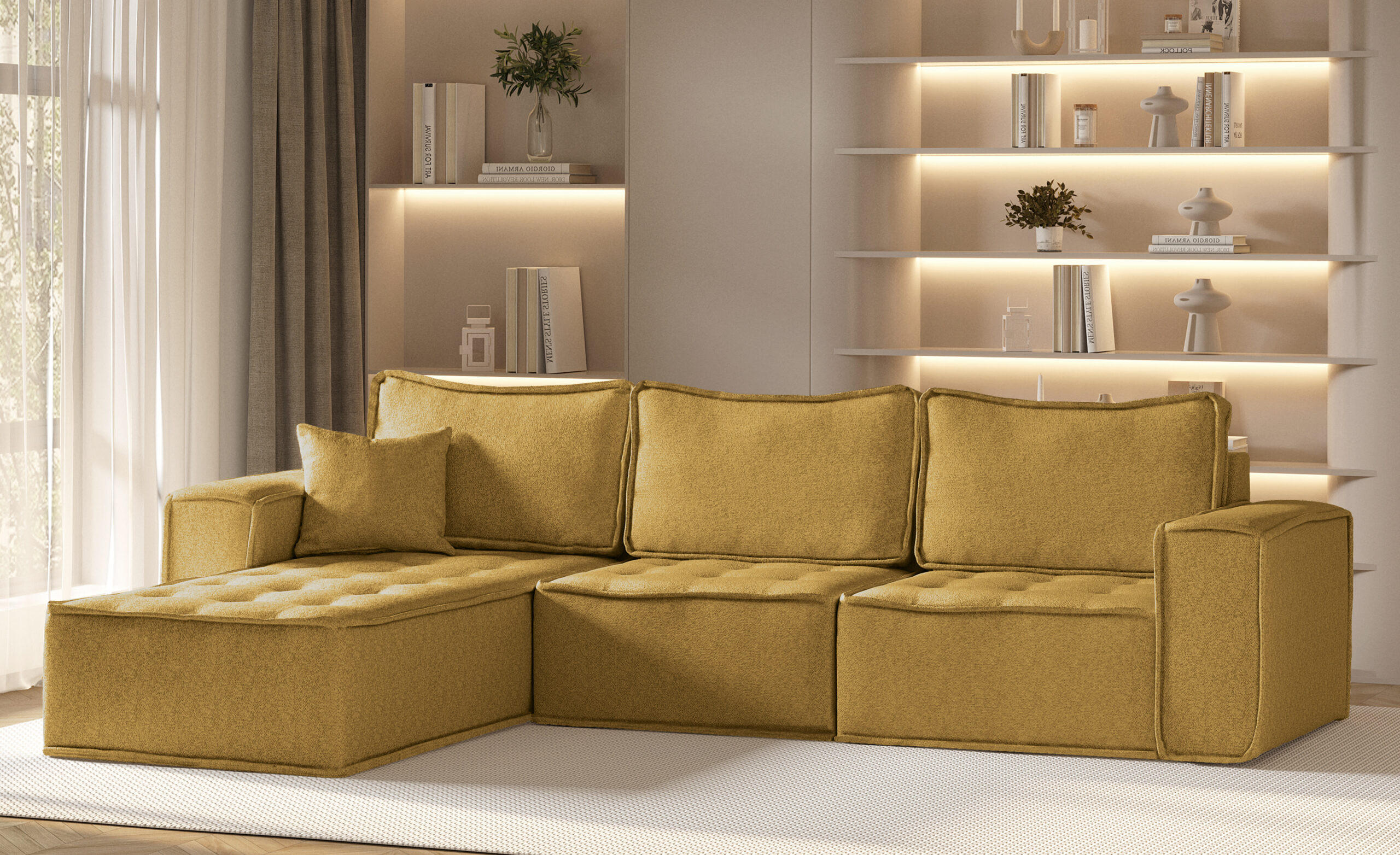 ECKSOFA L-förmige Bohoo-Maxi Gelb Links - Gelb, Holz (192/292cm) - Kaiser Möbel