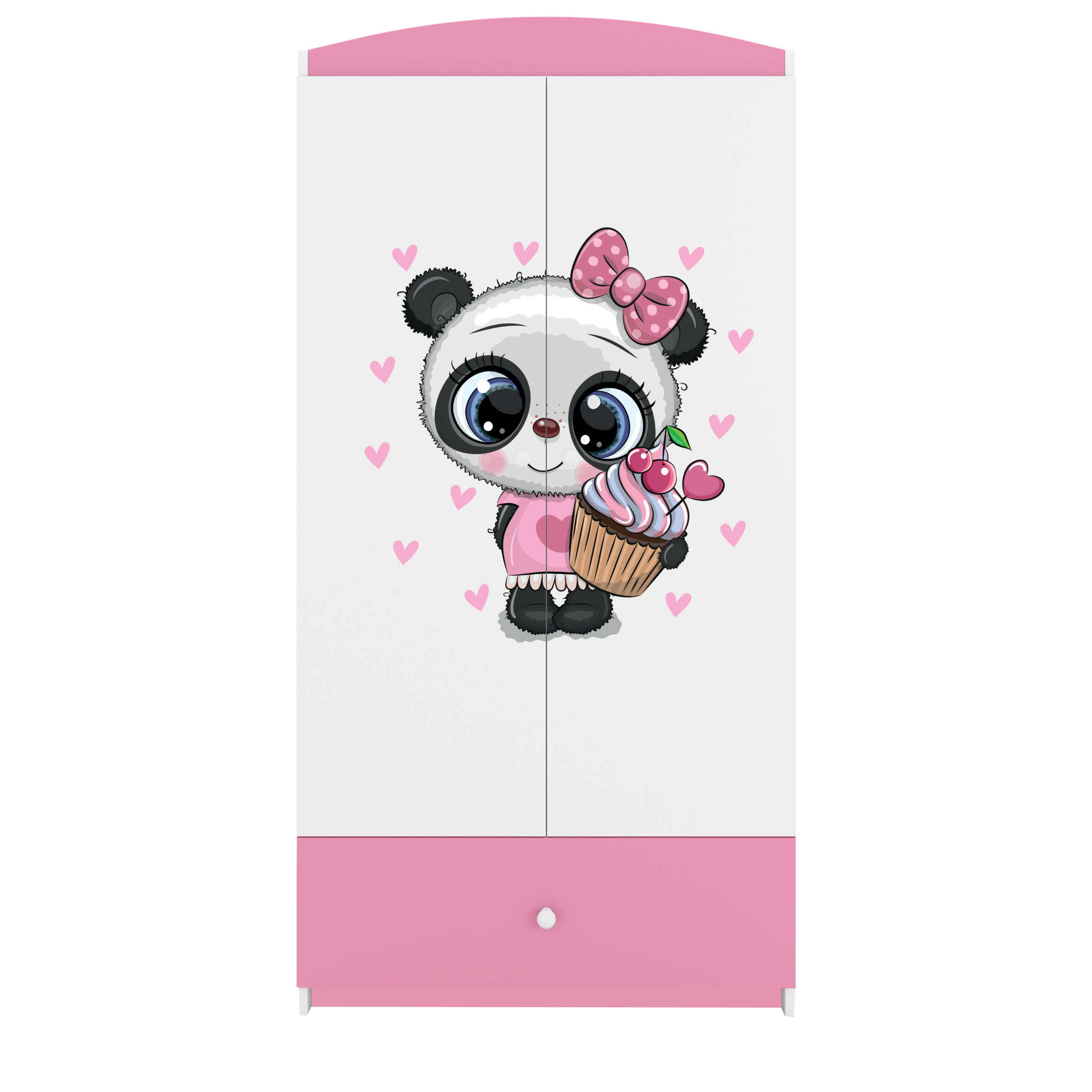 KINDERKLEIDERSCHRANK Panda - Hellrosa, Holzwerkstoff (90/175/52cm) - RAUMHIRSCH FURNITURE