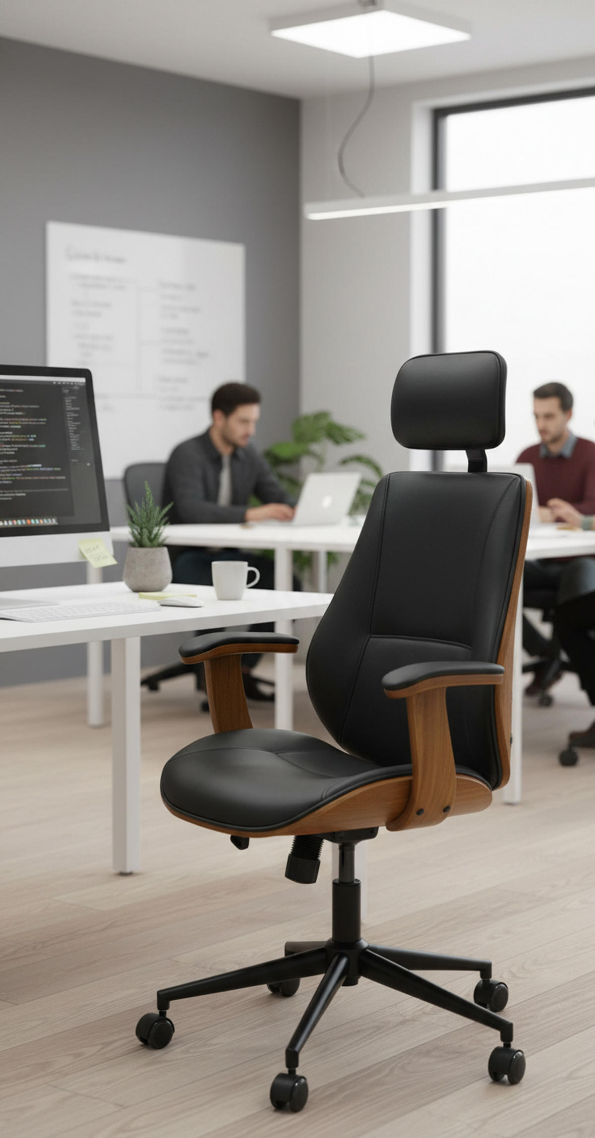 BÜROSTUHL Lugo Kunstleder walnuss/schwarz - Schwarz, Metall (60/126/60cm) - TPFLiving